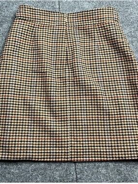 J. Crew Houndstooth Mini Skirt in Tan, Terracotta and Black